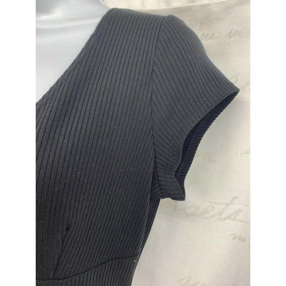 Reformation Marten Bodysuit Top Black Ribbed Knit - Picture 5 of 8